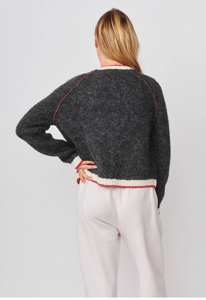 RAGLAN CARDIGAN SWEATER W/ CONTRAST TIPPING