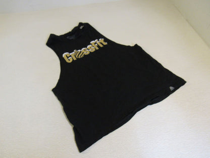 Reebok-Athletic-Tops-Black-with-Gold-Writing-Female-Adult-Size-S-Solid-314 1