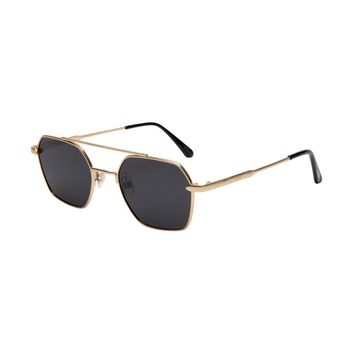 Gold hexagon sunglasses, angled view
