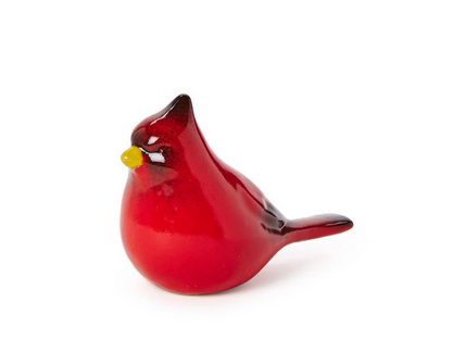 Red glass cardinal sculpture