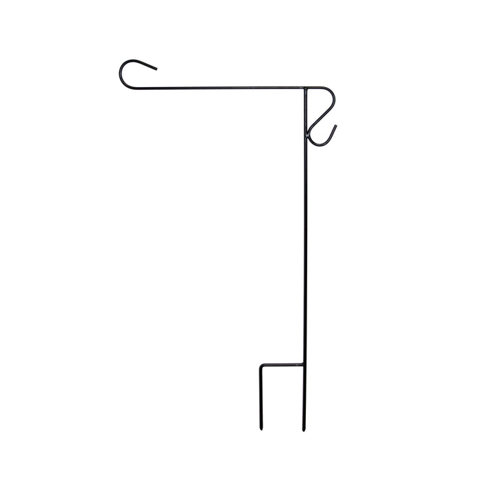 Short black metal garden flag stand