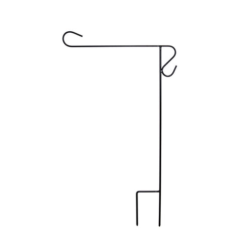 Short black metal garden flag stand
