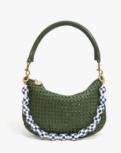 SHORTIE STRAP IN BLUE/CREAM CHECKER