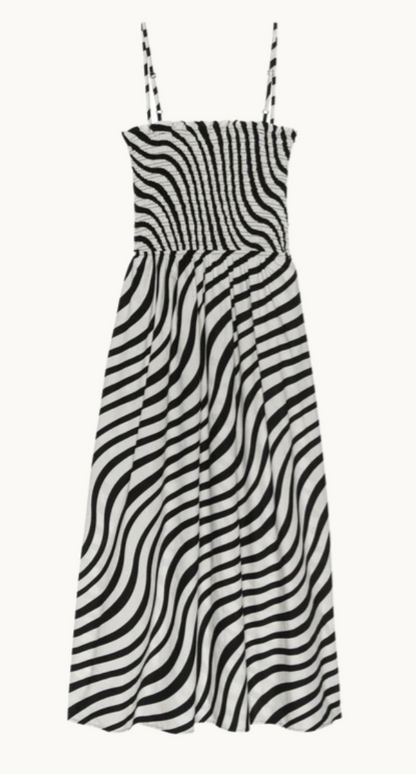 SIBELLE SMOCKED MIDI IN SWIRL PRINT