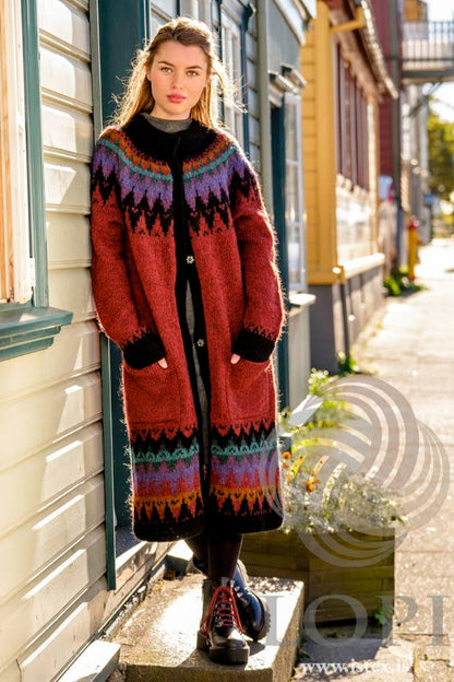Long Late Summer Jacket Red - Knitting Kit
