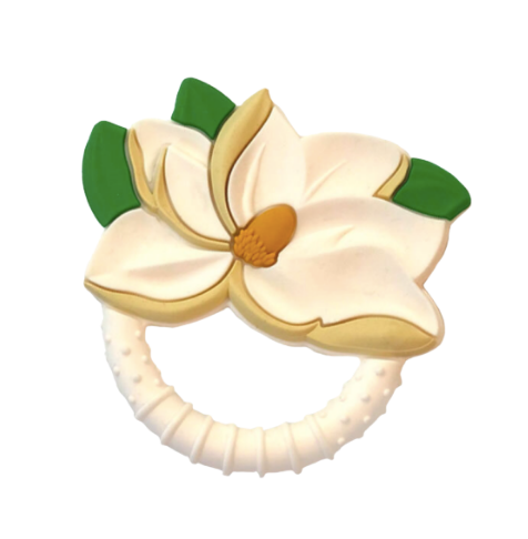 Magnolia flower silicone teether ring