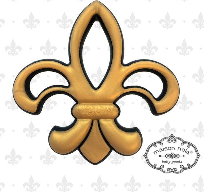 Gold fleur-de-lis silicone teether