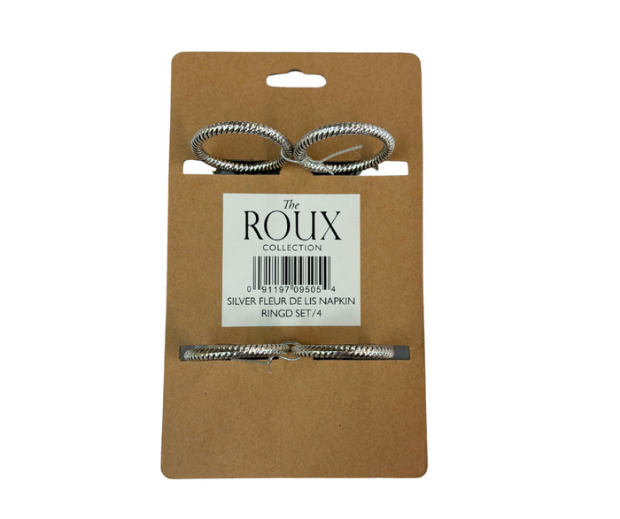 NolaCajun Silver Fleur Napkin Rings set detail New Orleans silver fleur de lis table decor