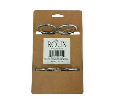 NolaCajun Silver Fleur Napkin Rings set detail New Orleans silver fleur de lis table decor
