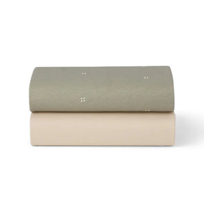Bassinet 2 Pack Fitted Sheets - Sage Cross
