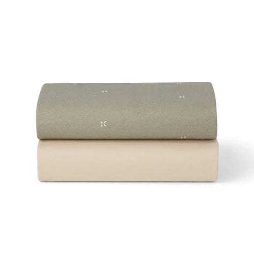 Bassinet 2 Pack Fitted Sheets - Sage Cross