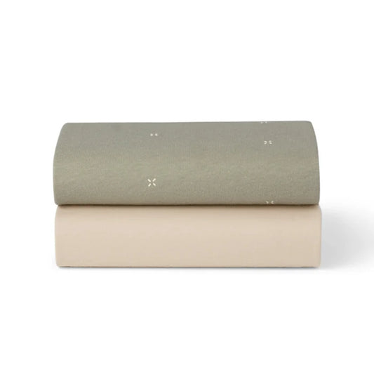 Bassinet 2 Pack Fitted Sheets - Sage Cross
