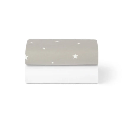 Bassinet 2 Pack Fitted Sheets - Gray Star