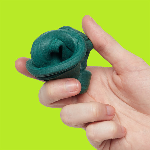 Hand squeezing dark green putty