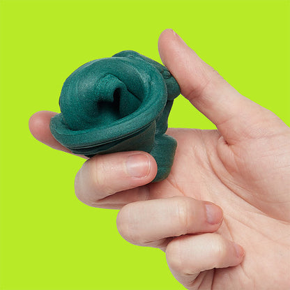 Hand squeezing dark green putty