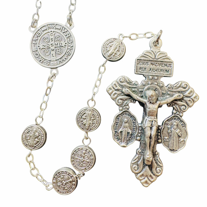 St. Benedict "Benito" Metal Rosary  Catholic Exorcism  Blessed by Pope | Catholically