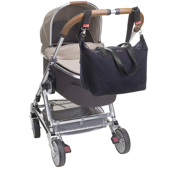 Storksak Noa Luxe Changing Bag - Midnight Blue on Stroller Lifestyle