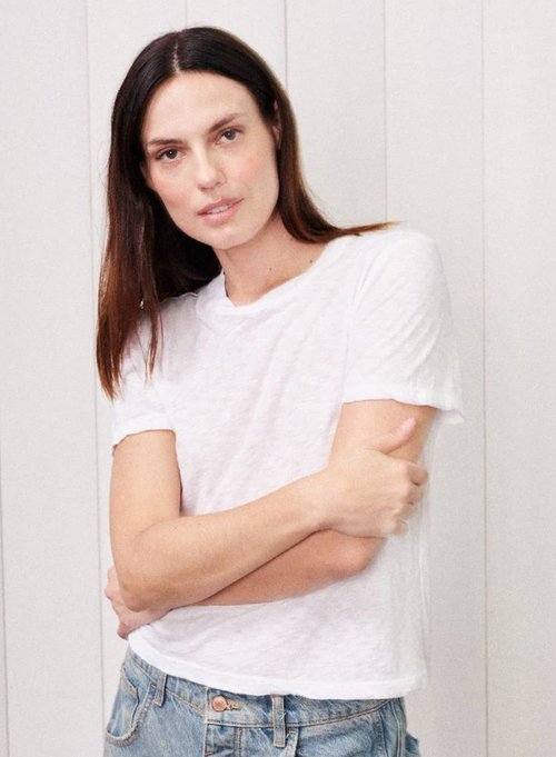 SUPIMA SLUB JERSEY S/S CREW IN WHITE