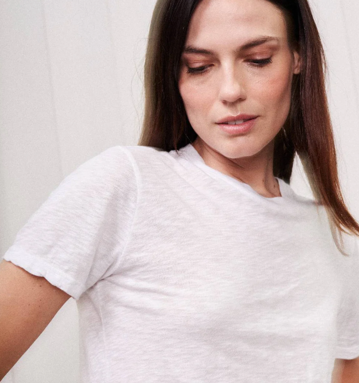 SUPIMA SLUB JERSEY S/S CREW IN WHITE