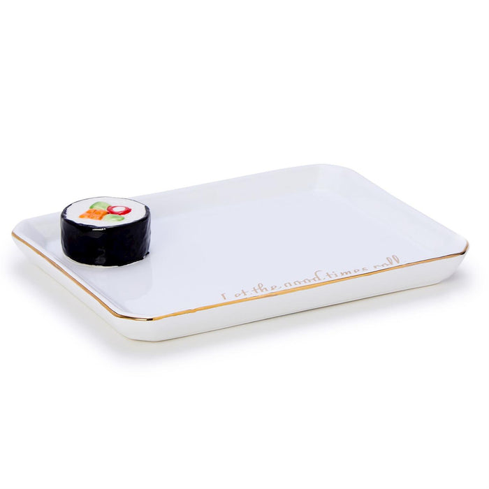 White sushi trinket tray at an angle