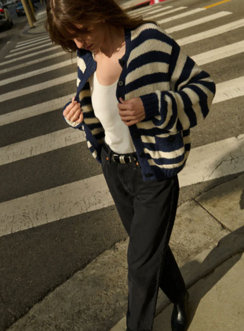 TESSA CARDIGAN IN MARINE STRIPE