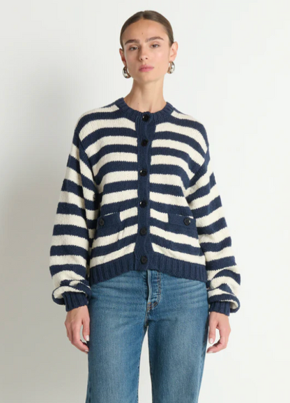 TESSA CARDIGAN IN MARINE STRIPE
