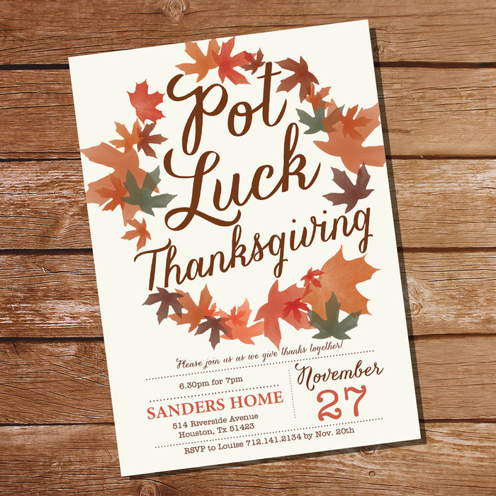 Thanksgiving Invitation | Pot Luck Thanksgiving Invitation