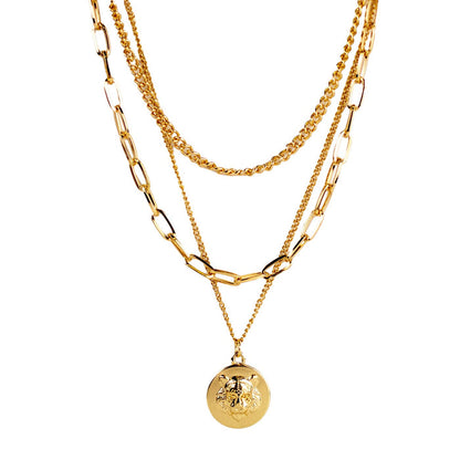 NolaCajun Tiger Layered Necklace Gold Front View Louisiana LSU Tiger Jewelry