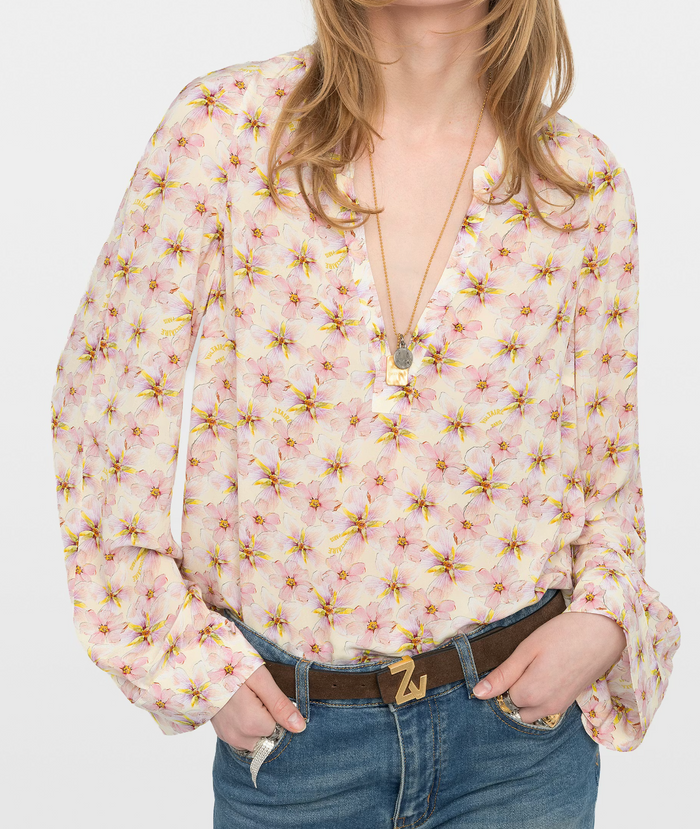 TORNY SMOOTH MIRROR FLOWERS BLOUSE IN PEAR