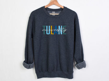 NolaCajun Tulane Sweatshirt Side View Tulane Green Wave New Orleans Gift Louisiana