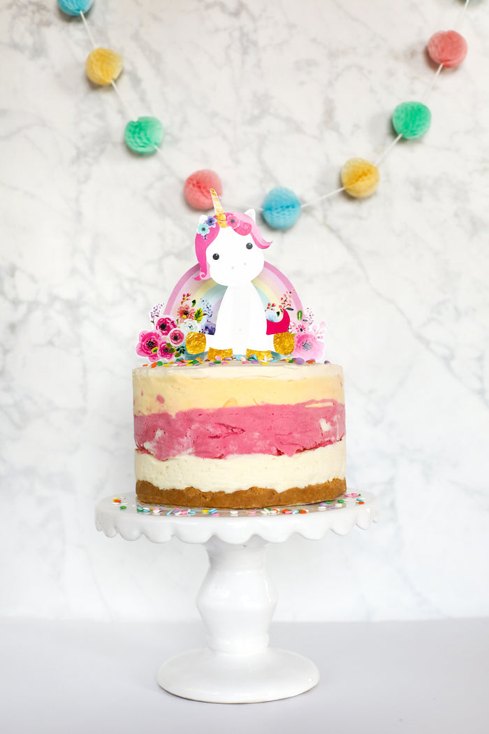 Unicorn and rainbow cake topper