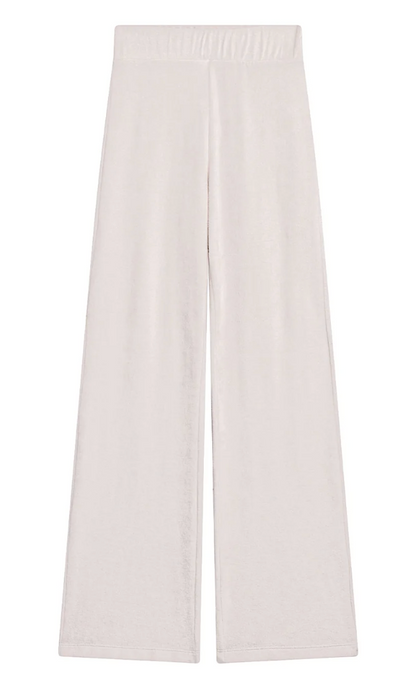 VELOUR FLARE PANT IN WHITE SAND