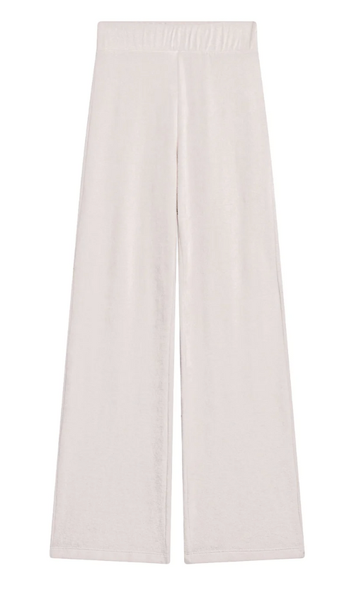 VELOUR FLARE PANT IN WHITE SAND