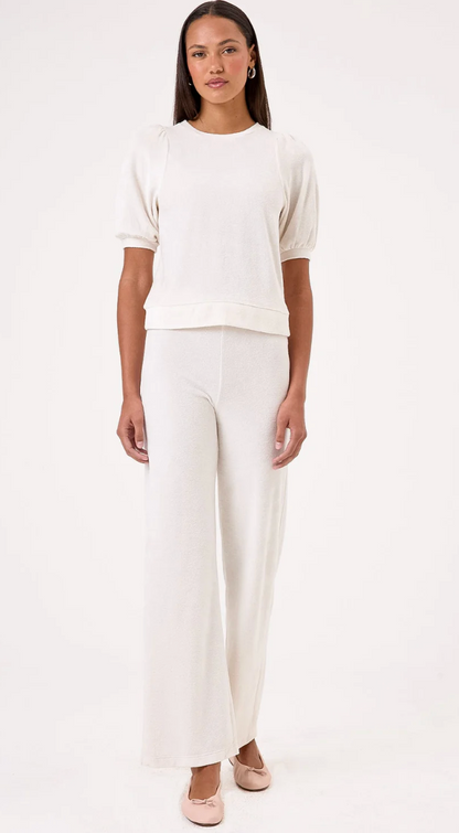 VELOUR FLARE PANT IN WHITE SAND