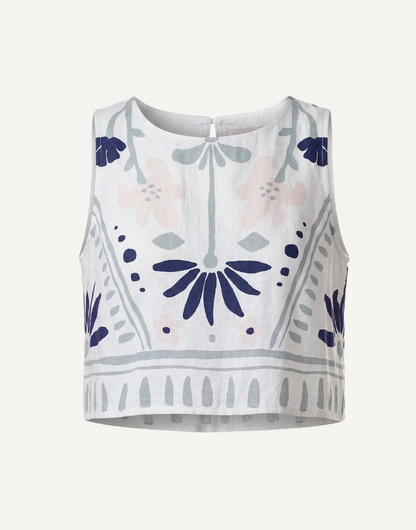 VENETIA TOP IN LILIANA BLUE SURF PRINT