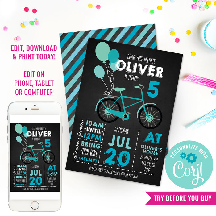 Vintage Bicycle Party Invitation For Boys