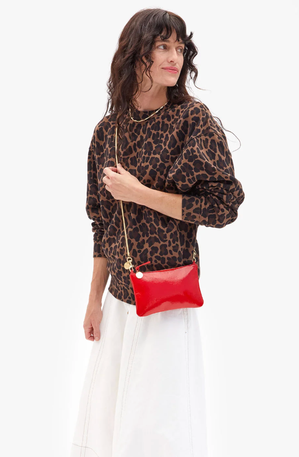 Wallet Clutch w/ Tabs - Pucker Patent in Super Red Pucker Patent