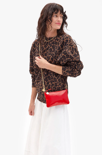 Wallet Clutch w/ Tabs - Pucker Patent in Super Red Pucker Patent