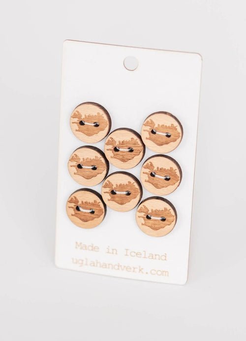 Wooden Buttons - Map of Iceland