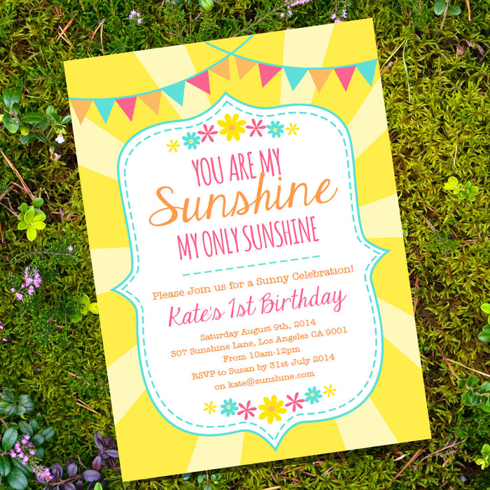 You Are My Sunshine Birthday Party Invitation