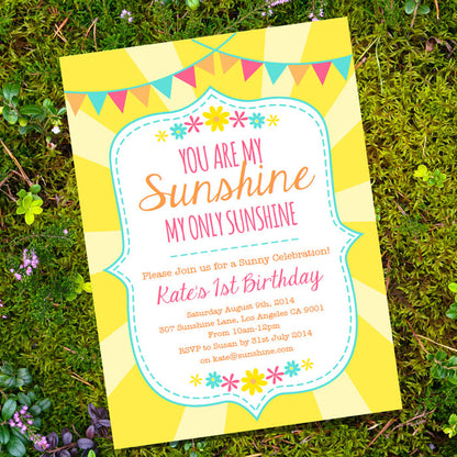 You Are My Sunshine Birthday Party Invitation
