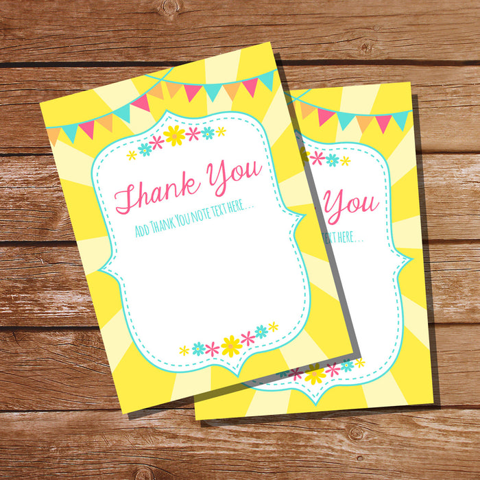 You Are My Sunshine Birthday Party Thank You Note
