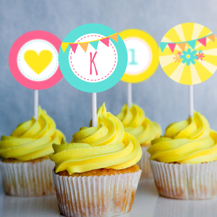 You Are My Sunshine Birthday Party Cupcake Toppers