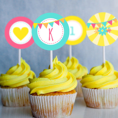 You Are My Sunshine Birthday Party Cupcake Toppers
