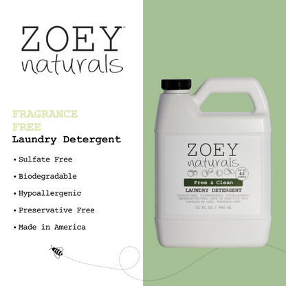 Zoet Naturals Free & Clean Laundry Detergent | Fragrance Free for Sensitive Skin, Plant Based